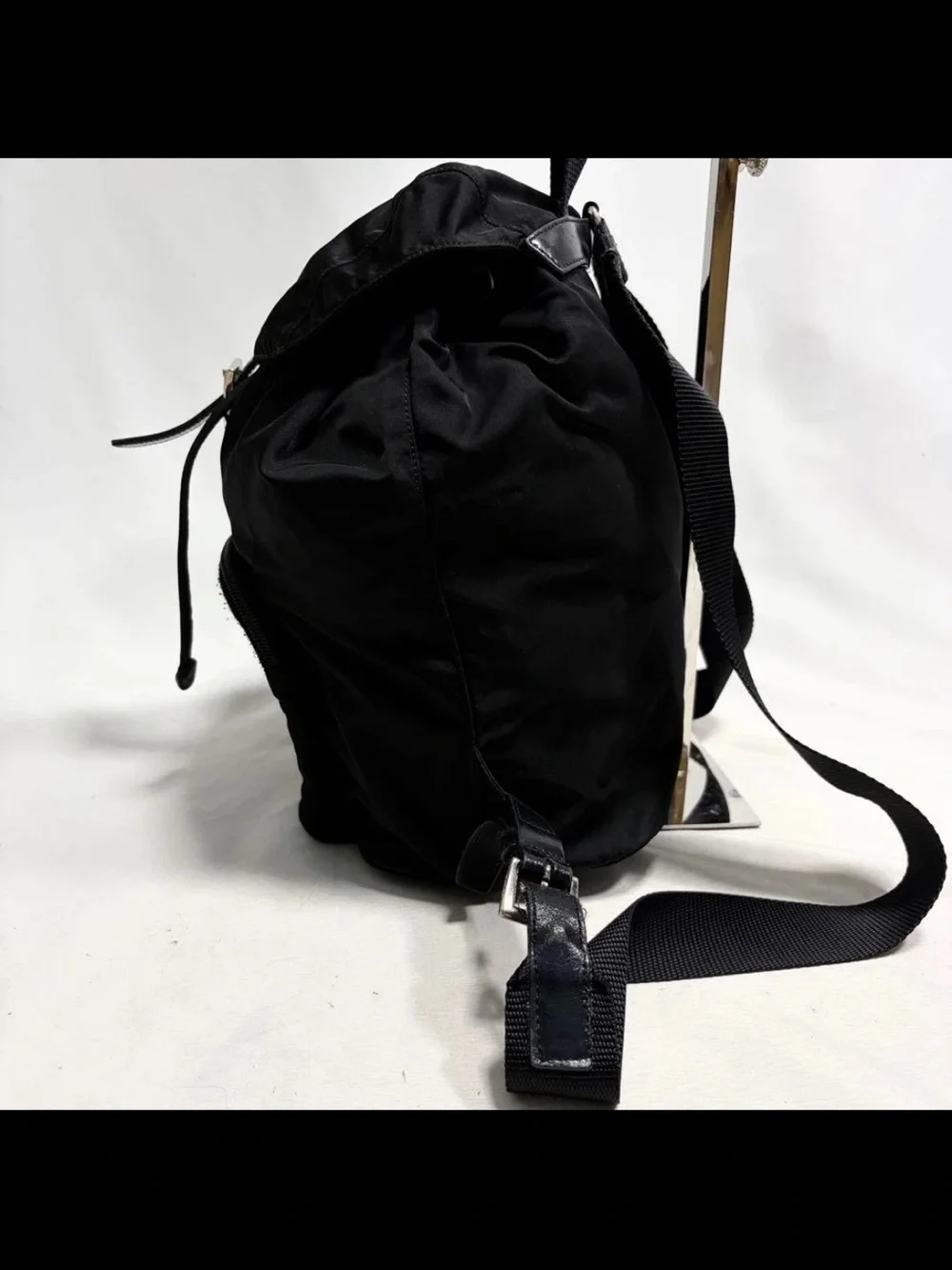Prada Black Nylon Drawstring Backpack